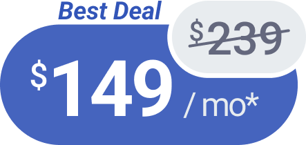 Best deal pricing badge showing $149 per month, discounted from $239.