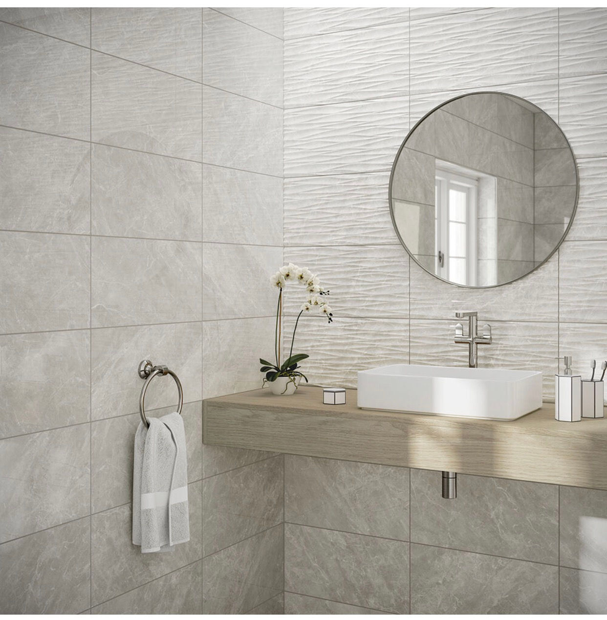 Skye Grey Gloss Ceramic Structured Décor Wall tile(NEW)