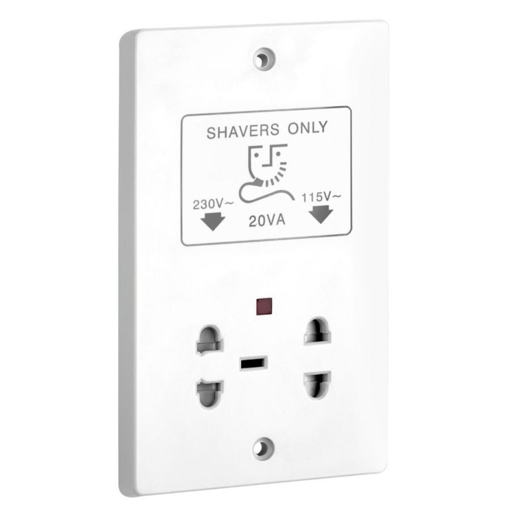 Dual Voltage Shaver Socket white / White Insert  