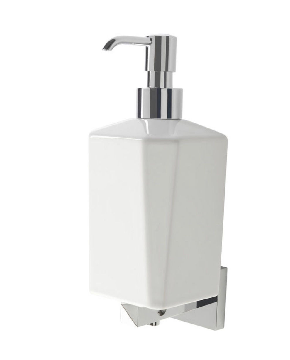Vitti Chrome and White Wall Mounted Soap Dispenser