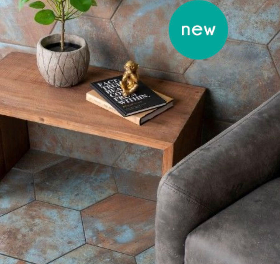 Thumbnail: Oaken Teal Oxidised Hexagon Tiles