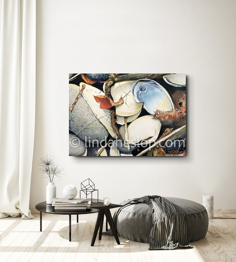 Thumbnail: Canvas - Print - Linda Heslop - A Touch of Autumn - Shells - Ocean - Leaves