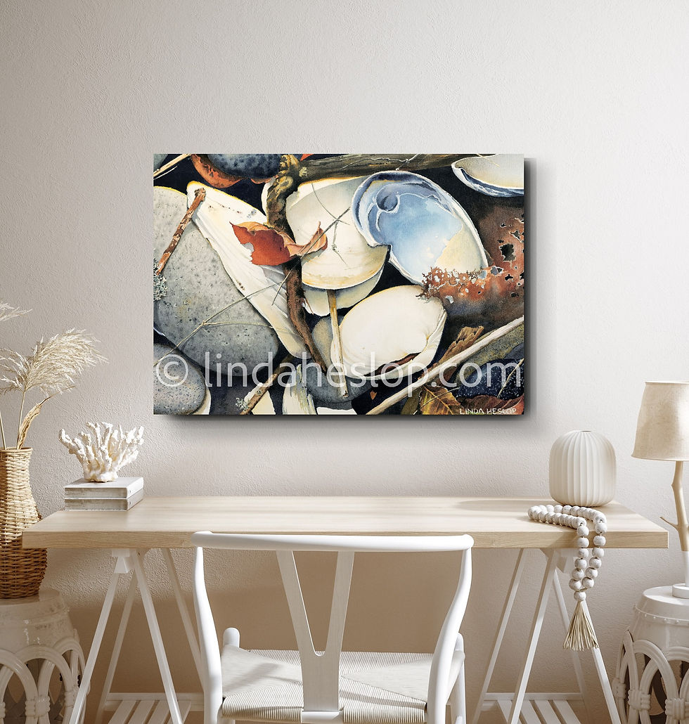 Thumbnail: Canvas - Print - Linda Heslop - A Touch of Autumn - Shells - Ocean - Leaves