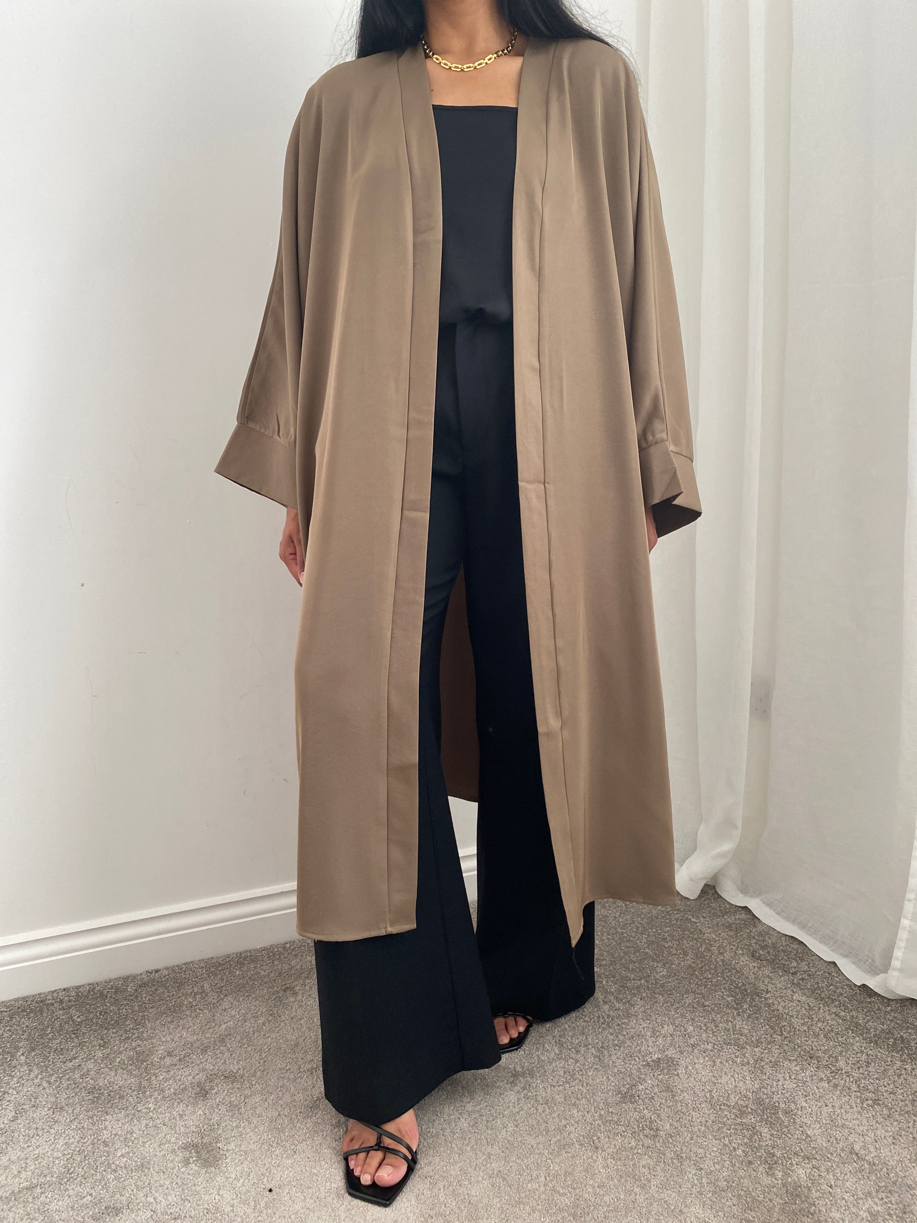 Hanya Brown Open Abaya Kimono