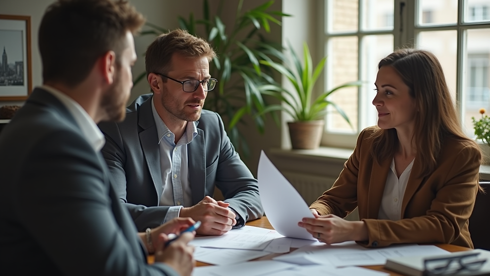 Eye-level view of a business coach discussing plans with a client in a cozy office