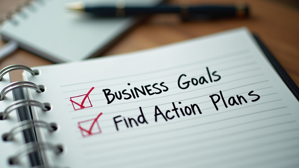 Close-up view of a notebook with business goals and action plans written down