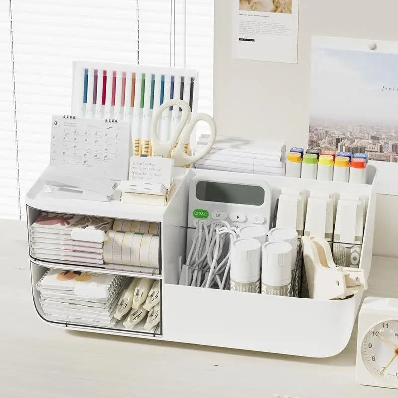 Organizador de Mesa Multifuncional de Grande Capacidade com 2 Gavetas