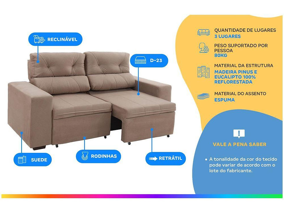 Thumbnail: 3 Places Suede Recliner Retractable Sofa
