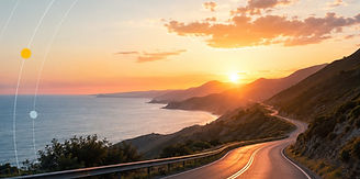 Coastal highway winding toward the sunset, representing strategic direction and business growth.