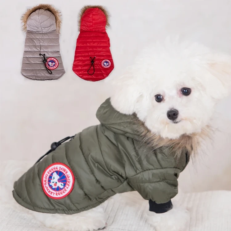 Dog Clothes Hooded Down Jacket Thickened Fashion Warm Pet Coat Puppy Clothing