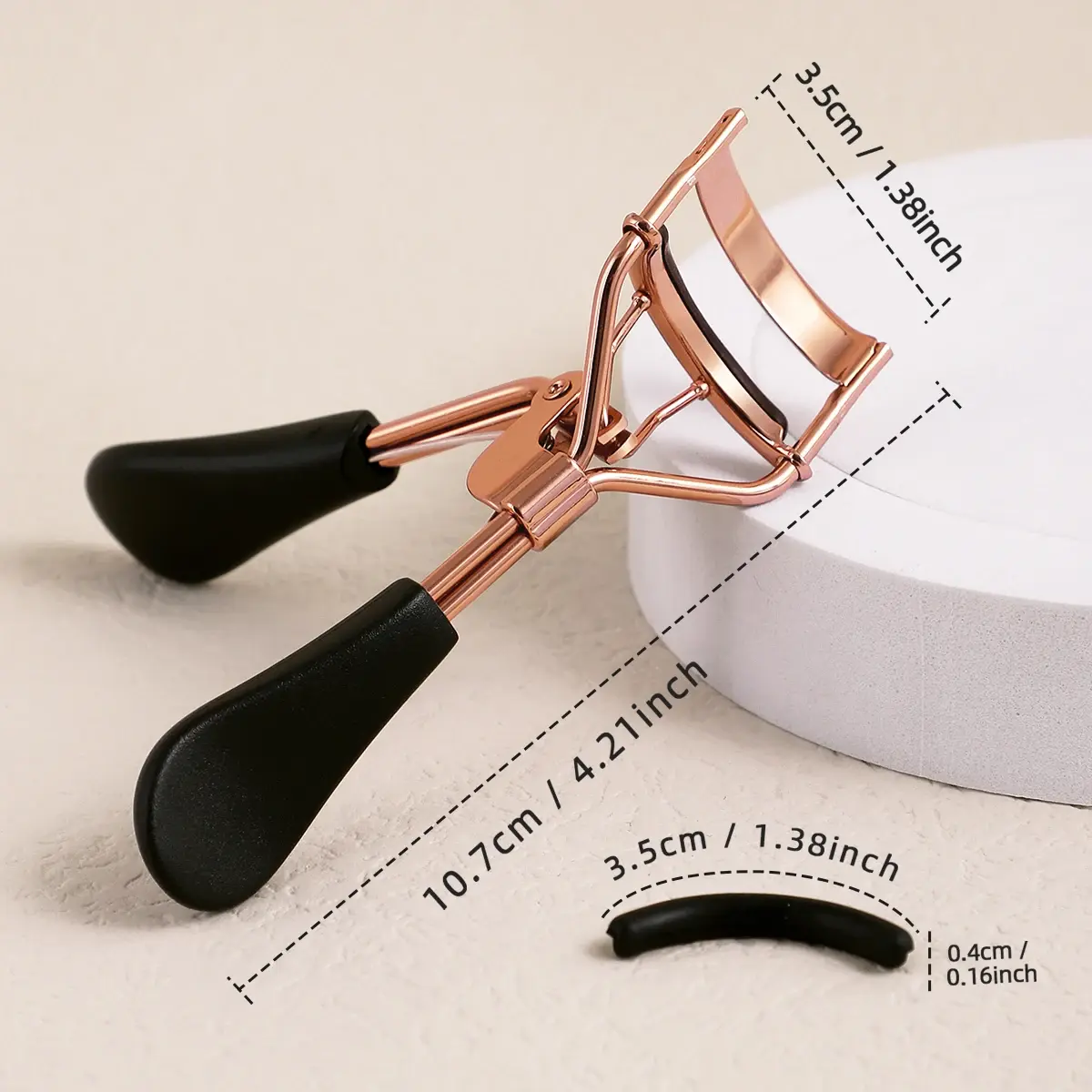 Portable Eyelash Curler With 15 Silicone Pads and Stainless Steel Eyelash Curler