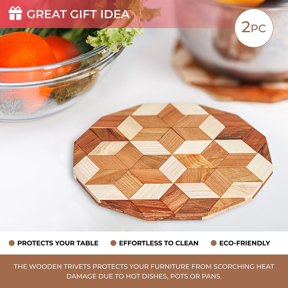 Thumbnail: 2 pcs Wooden Trivets for Hot Dishes