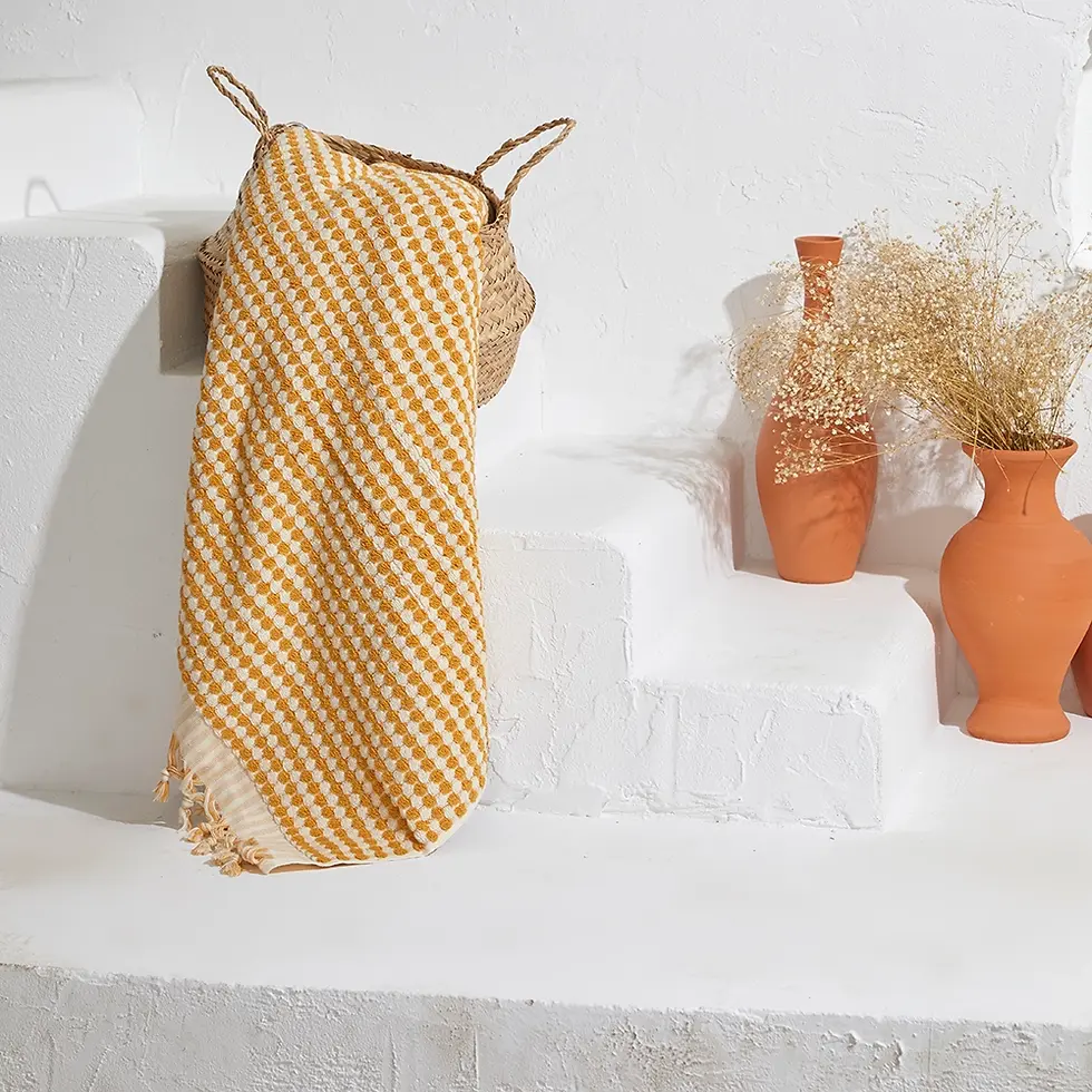 Thumbnail: Pompom Bubble Handloom Bath Turkish Towels www.considered-shop.com