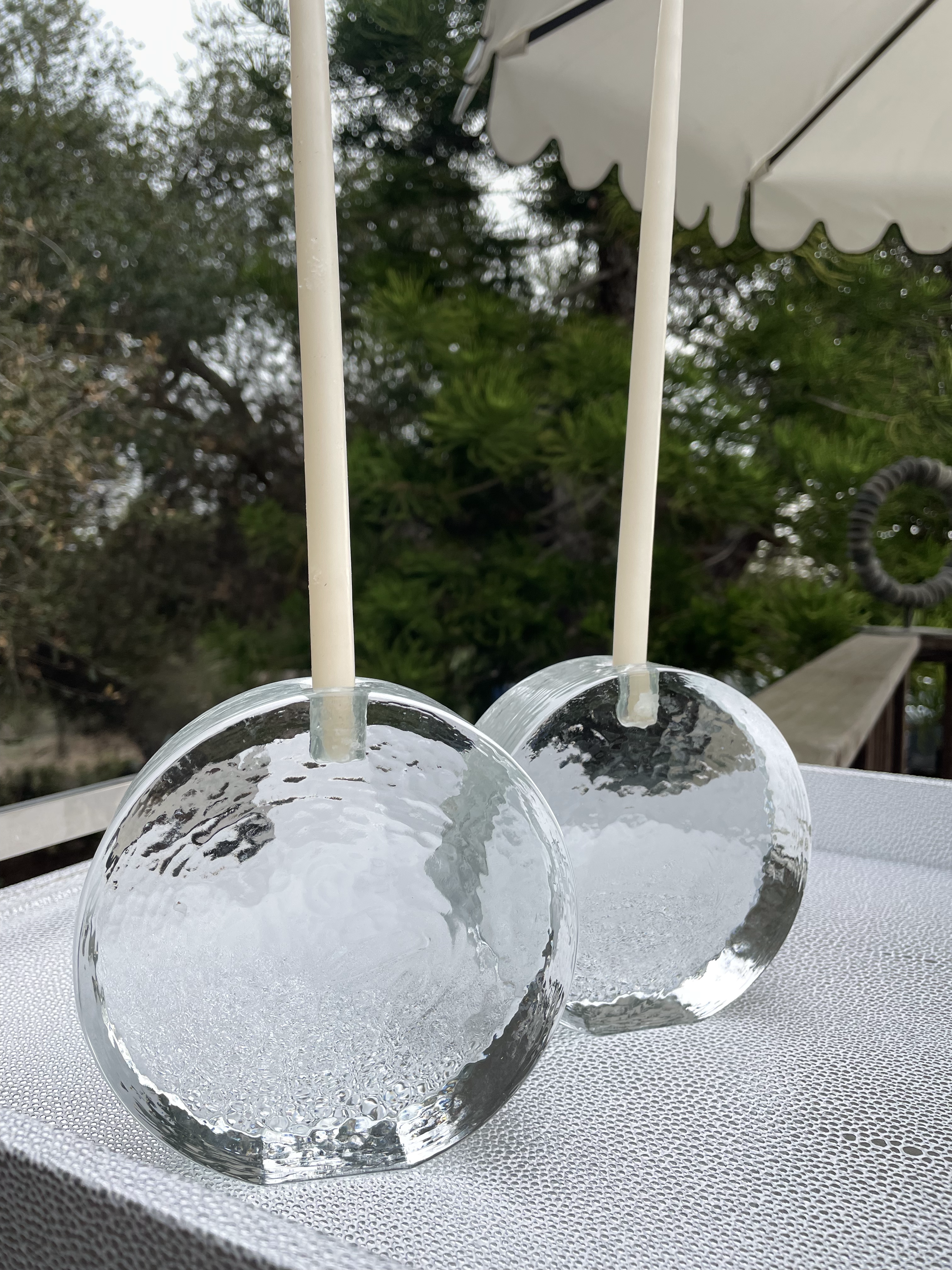 Glass Round Candleholders | Vintage