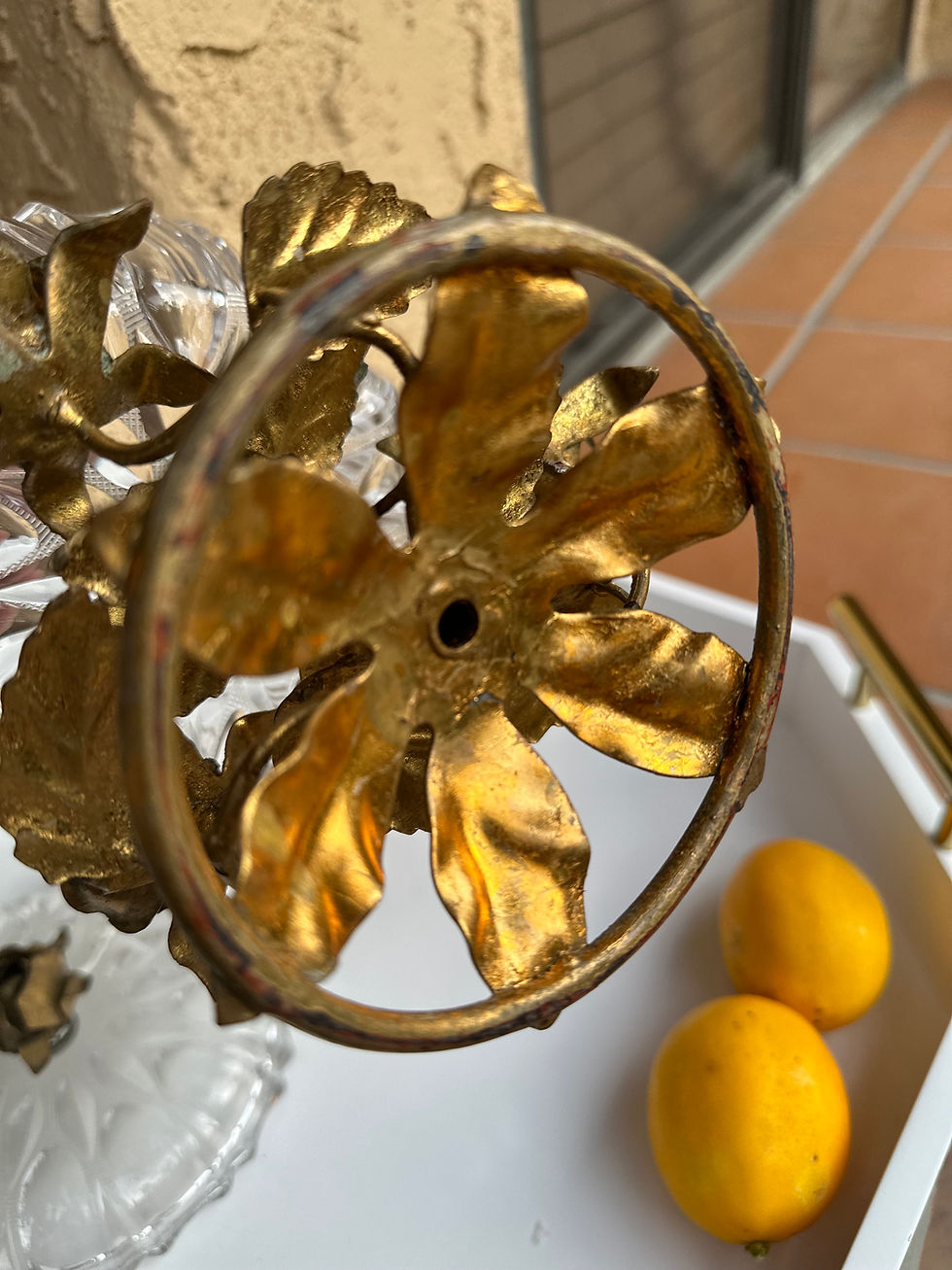 Thumbnail: Italian Crystal Compote (Lidded) |  Brass Floral Base