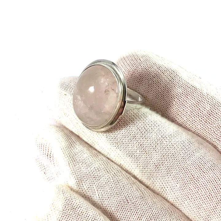 Thumbnail: Sweden 1950s | Silver Rose Quartz Cocktail Ring.
