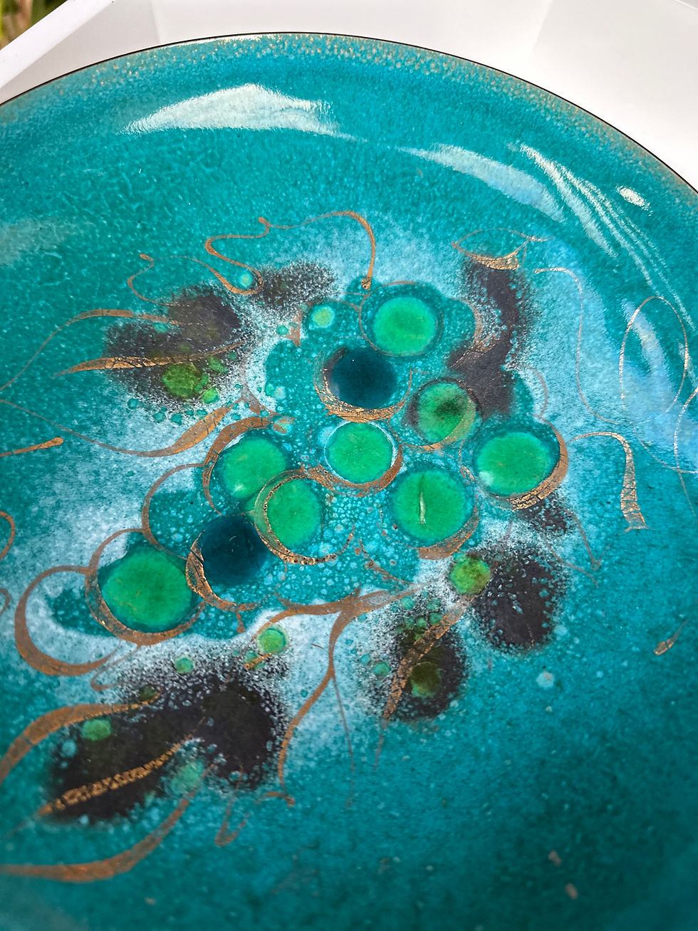 Thumbnail: Sascha Brastoff Mid-Century Enamel on Copper | Grapes Footed Bowl www.considered-shop.com