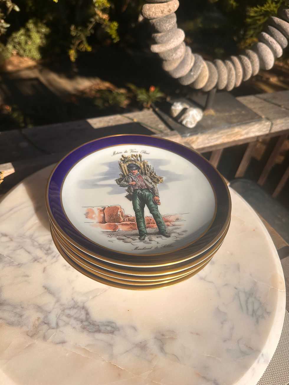 Thumbnail: Vintage Porcelain Plates | Paris Echt Cobalt Gold Trim Plates (Set of 6) www.considered-shop.com