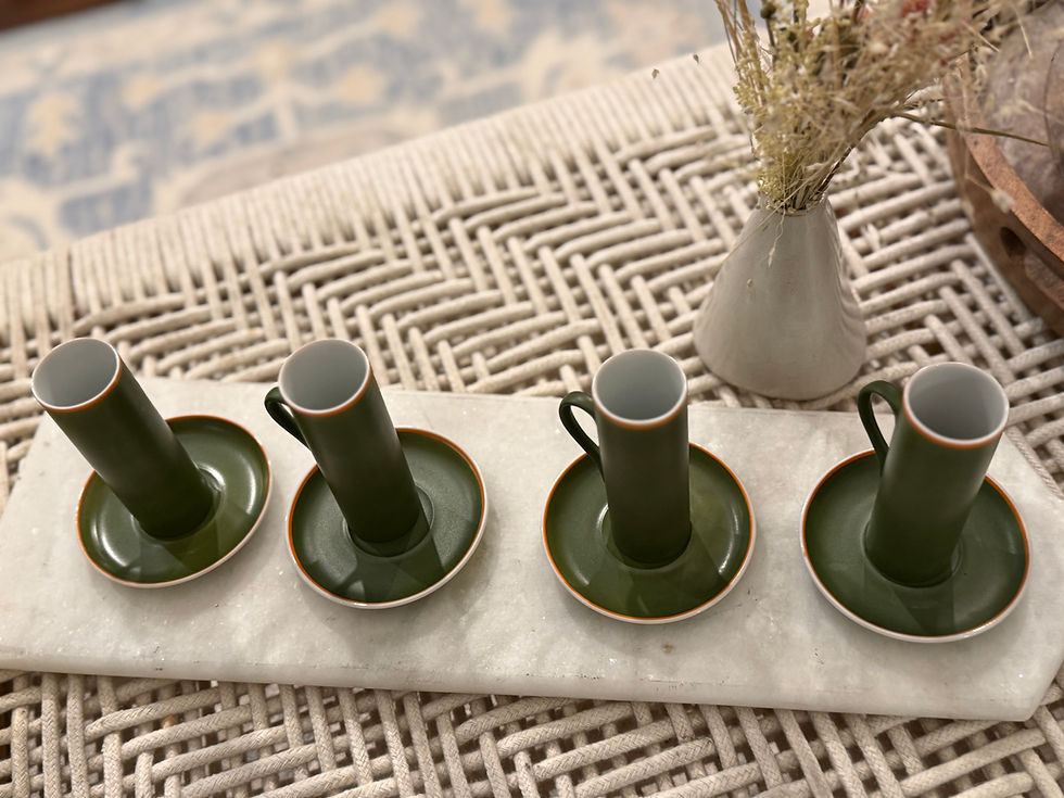 Thumbnail: Rare Vtg Mid Century Tarkett Schmid Porcelain Espresso Cups & Saucers | Set of 4