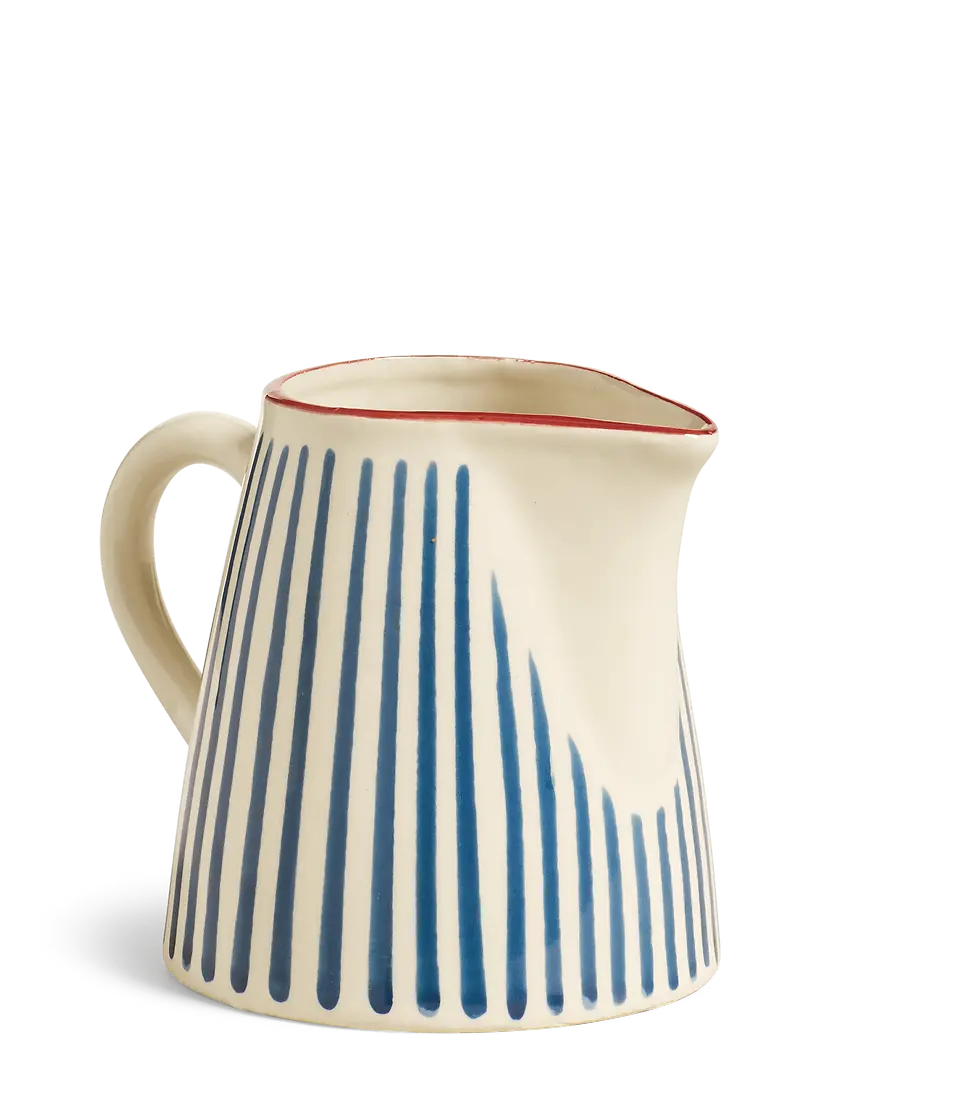 Thumbnail: Striped Ceramic Pitcher | Red or Blue