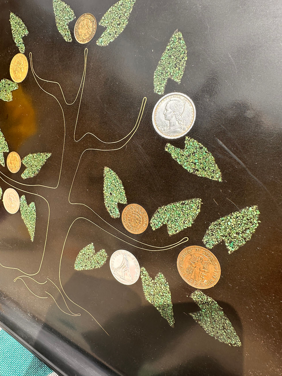 Thumbnail: Couroc _Tree of Life_ Tray with Inlaid Coins www.considered-shop.com