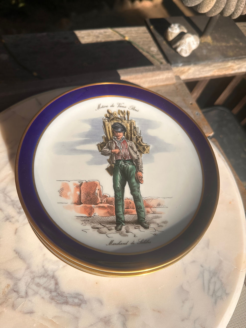 Thumbnail: Vintage Porcelain Plates | Paris Echt Cobalt Gold Trim Plates (Set of 6) www.considered-shop.com