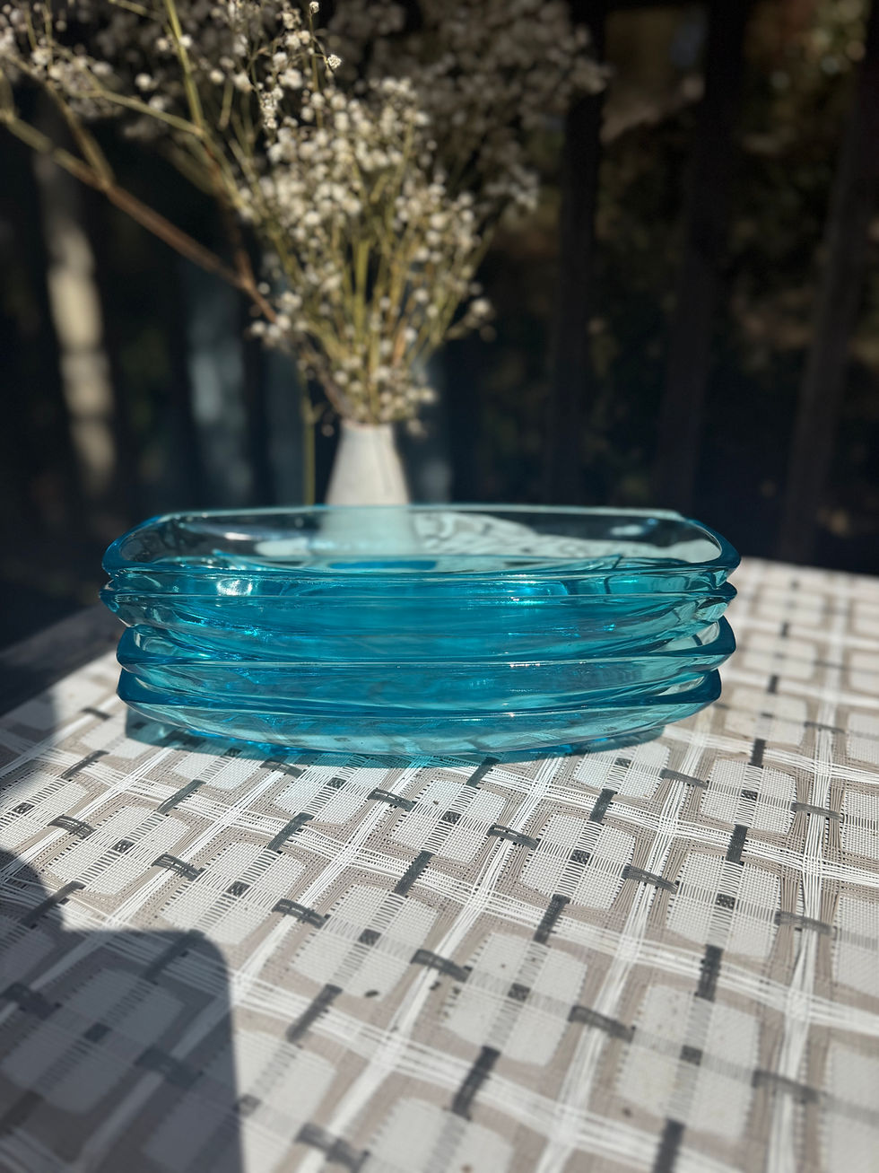 Thumbnail: Hazel Atlas | Capri Blue & Eggplant Glass Plates | Set of 4