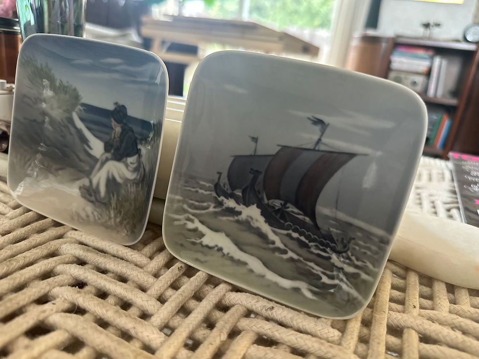 Thumbnail: Royal Copenhagen Denmark | Small Porcelain Dishes | Viking Ship & Fano