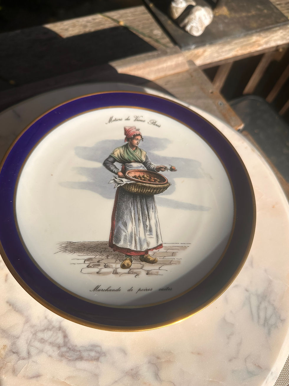 Thumbnail: Vintage Porcelain Plates | Paris Echt Cobalt Gold Trim Plates (Set of 6) www.considered-shop.com