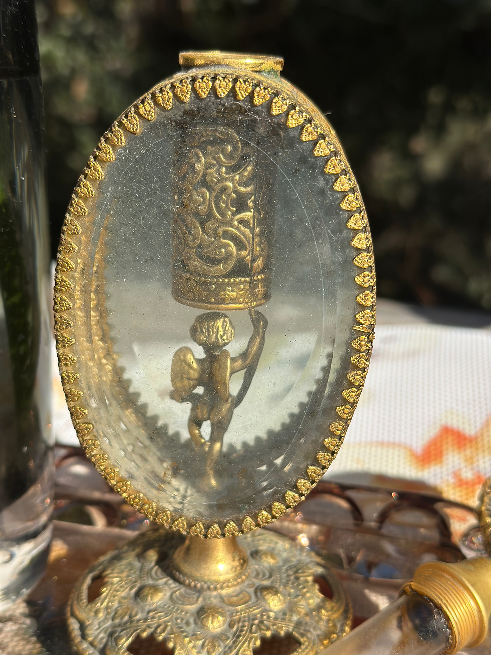 Thumbnail: Vintage Ormolu Filigree Ornate Perfume Bottle with Glass Dauber www.considered-shop.com