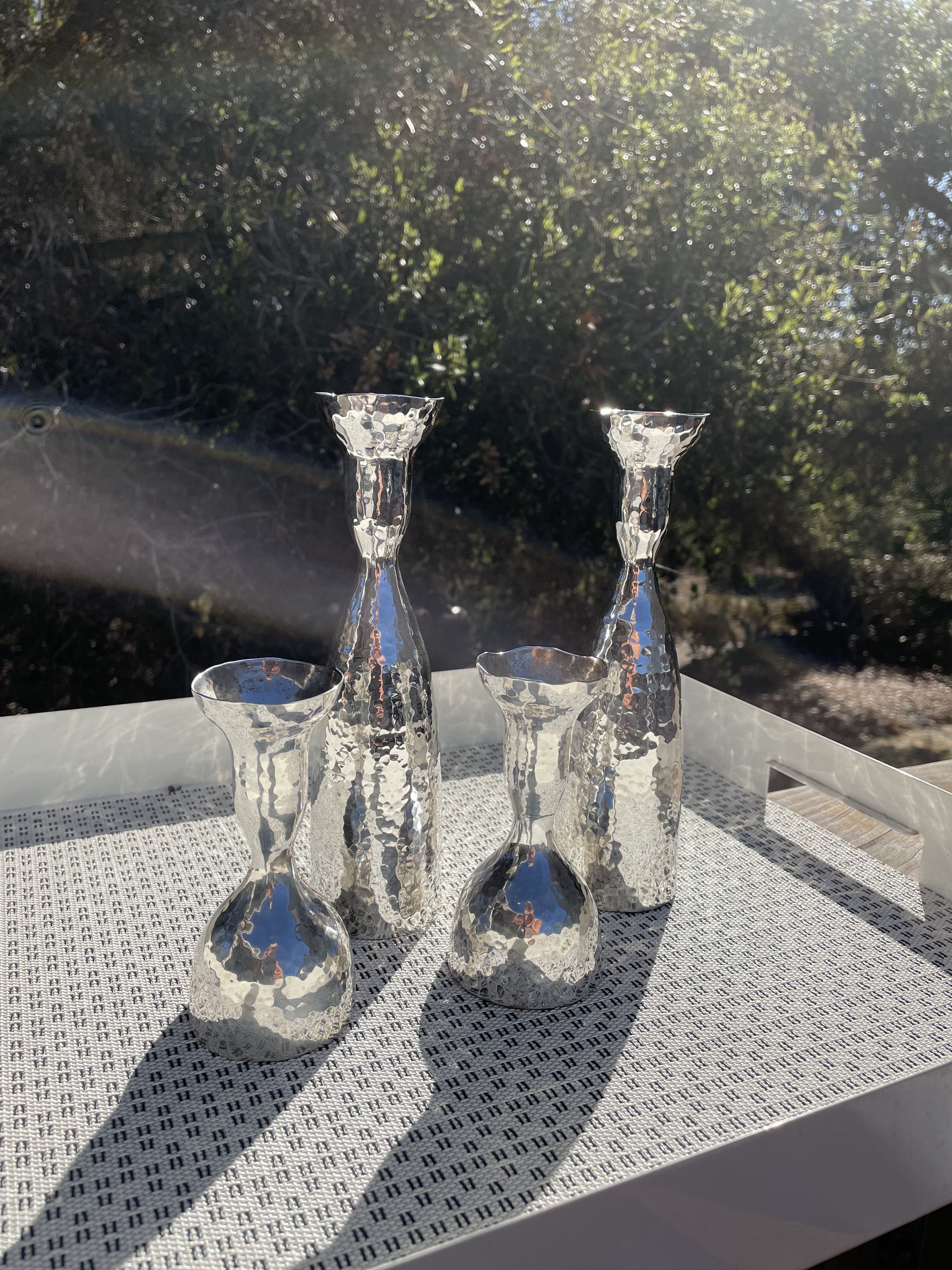 Hammered Silver Candlesticks