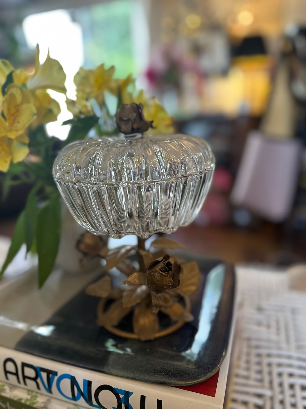 Thumbnail: Italian Crystal Compote (Lidded) |  Brass Floral Base
