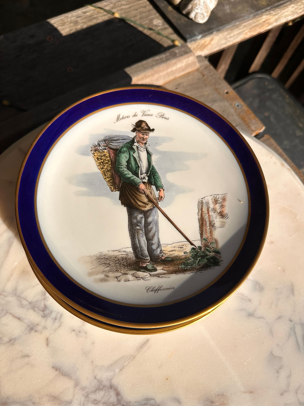 Thumbnail: Vintage Porcelain Plates | Paris Echt Cobalt Gold Trim Plates (Set of 6) www.considered-shop.com