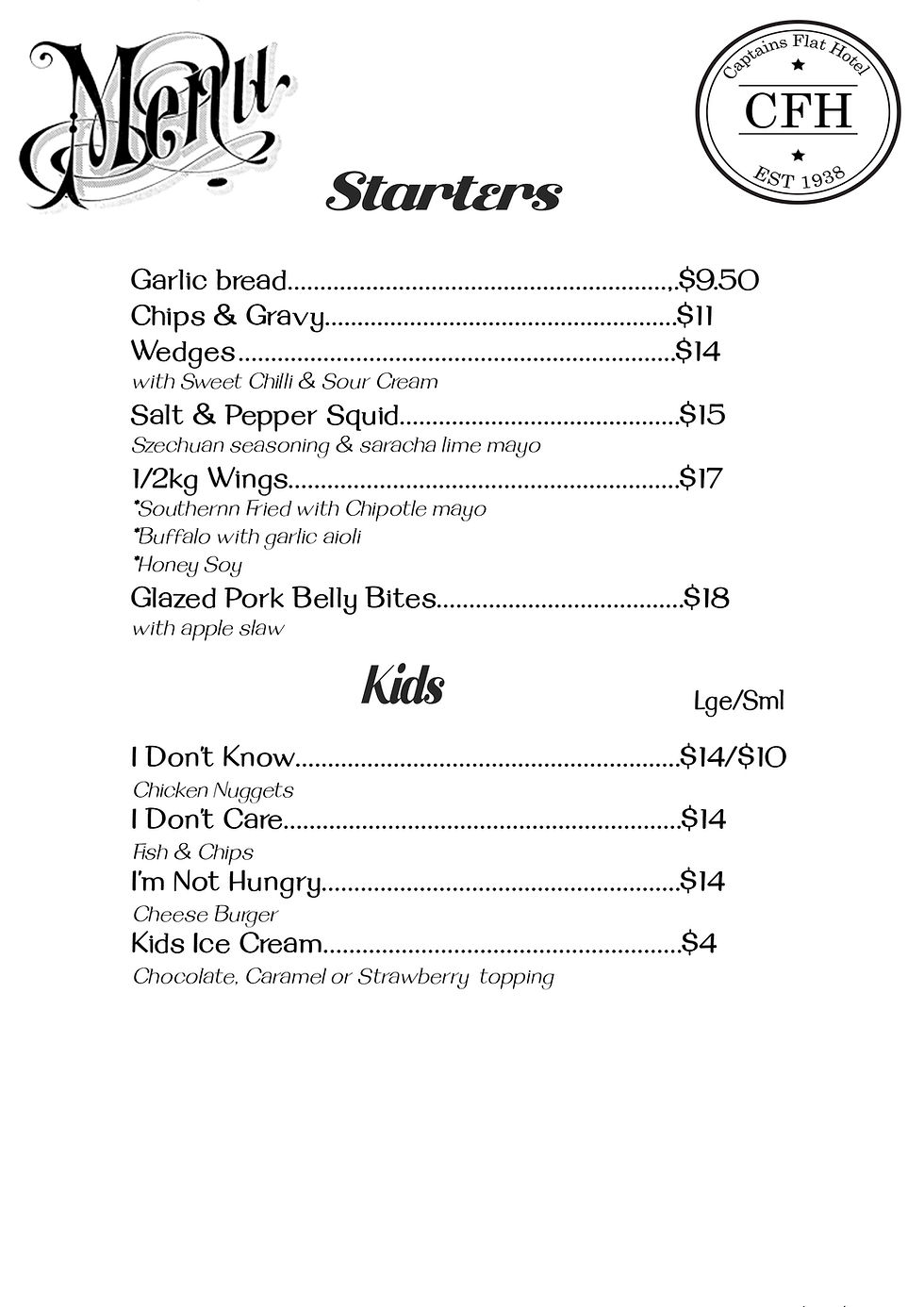 Menu Portrait Starters copy