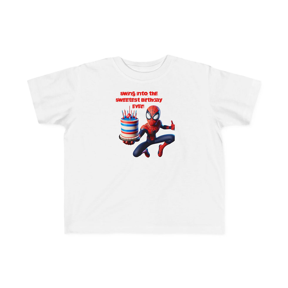 Spider-Man birthday shirt: "Having cake is the greatest birthday ever!"