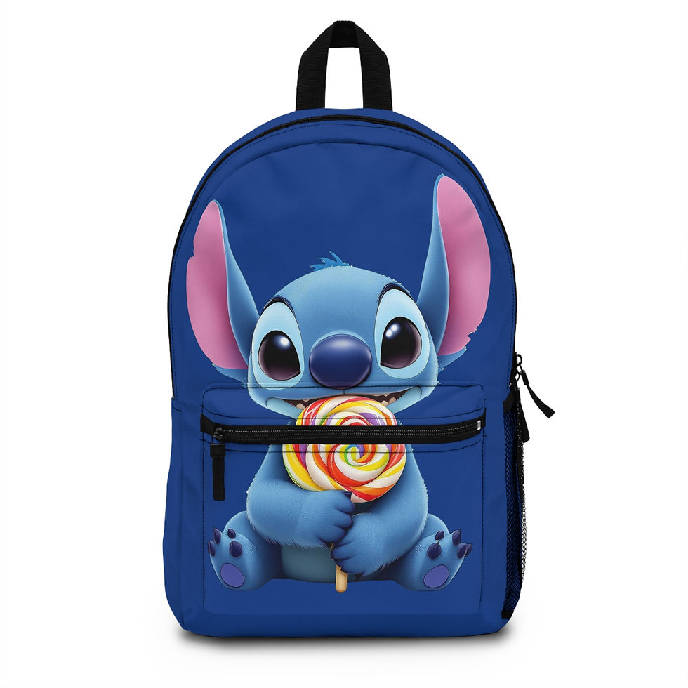 Blue Stitch backpack with lollipop