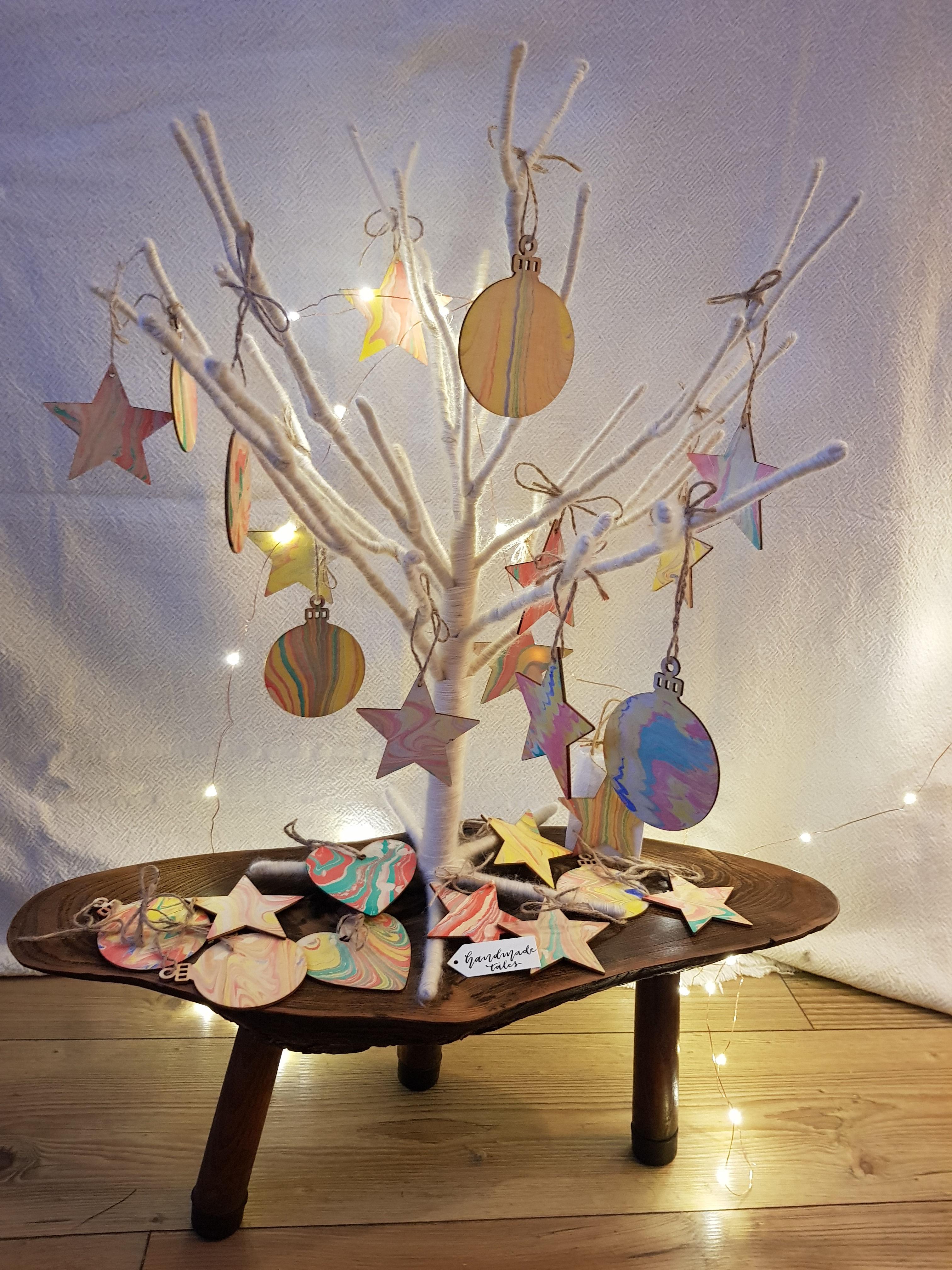 Marbled Christmas decorations  (pack of 12)