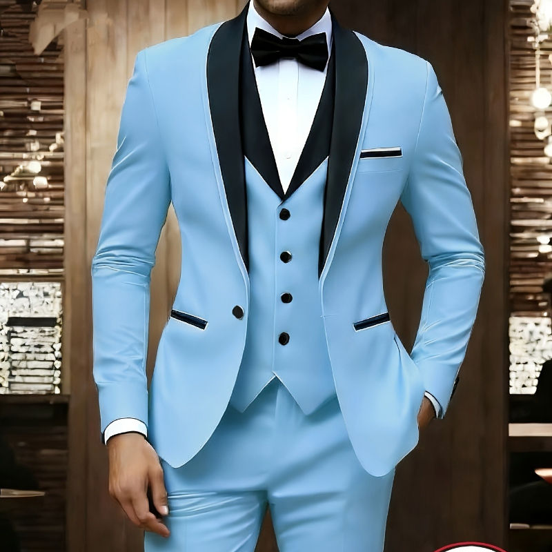 Thumbnail: Premium Men's 3-Piece Suit - Formal Blazer, Waistcoat & Trousers Set for Prom &
