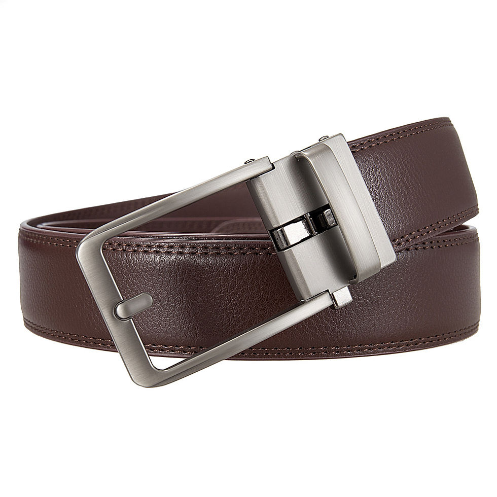 Thumbnail: Premium Men's Leather Belt - Formal Automatic Buckle for Suits and Trousers