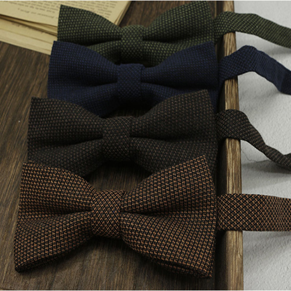 Thumbnail: Premium Men's Textured Bow Tie - Elegant Solid Colour Accessory for Suits