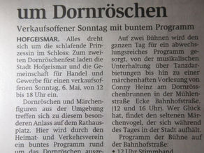 HNA Vorankündigung Dornröschenfest