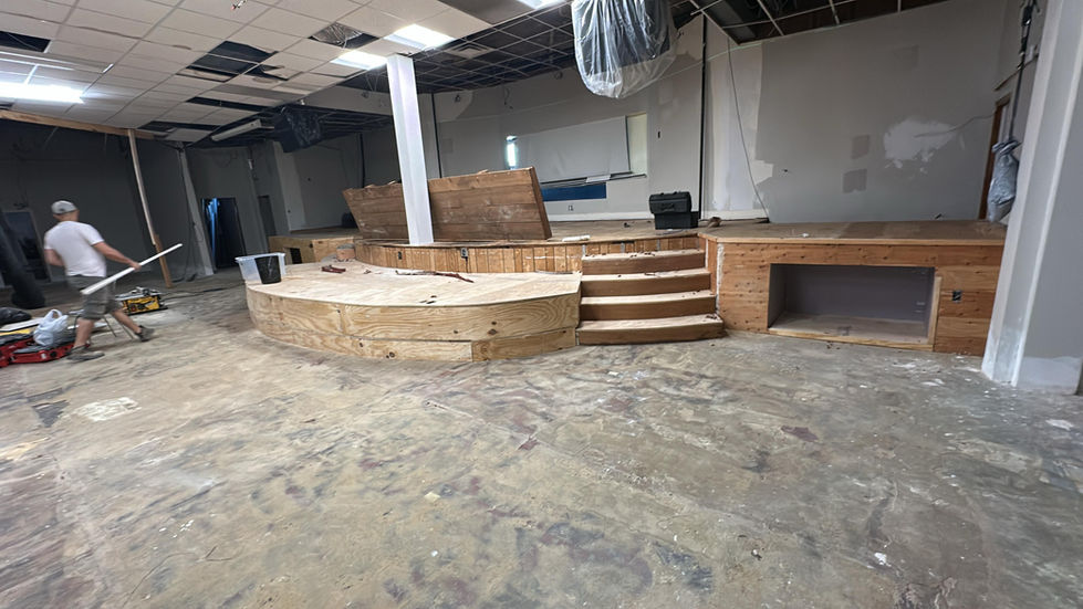 Newly installed high-traffic commercial carpet in a Dorchester Center, MA church sanctuary.