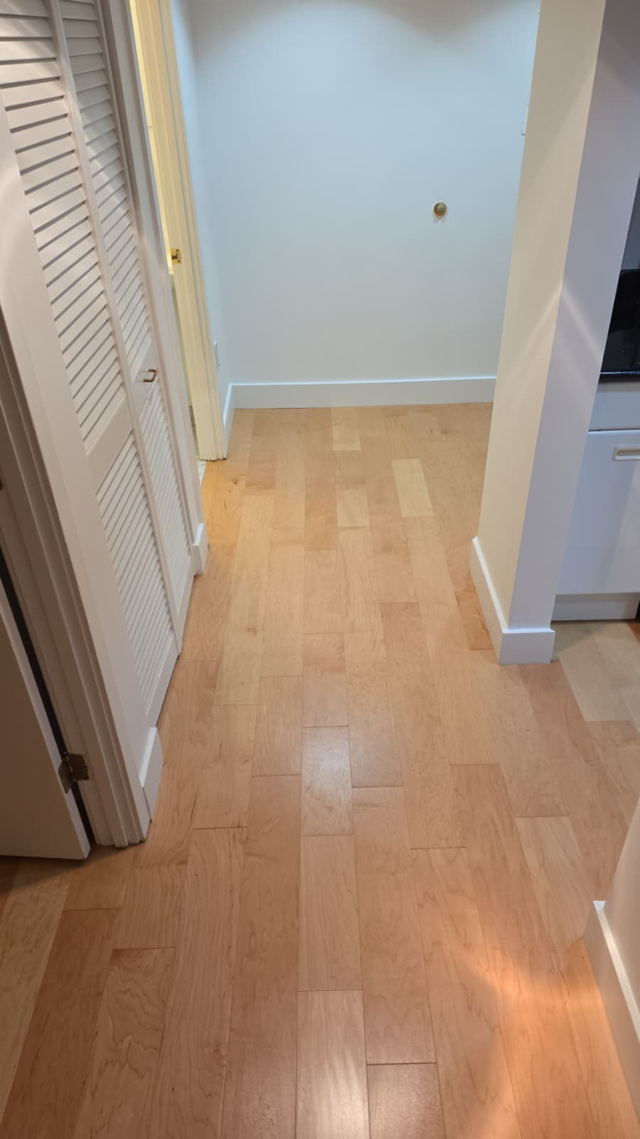 Modern hardwood floor installation in a high-rise Boston condo overlooking Mass Ave.