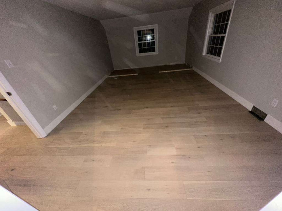 Modern MSI Bali Buff hardwood installation throughout a North Andover MA living room