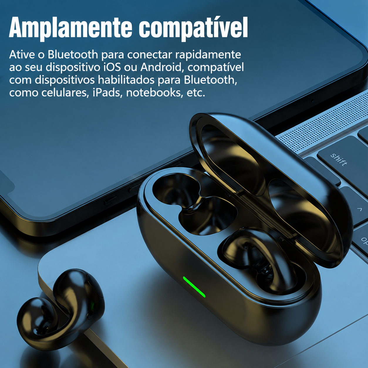 Novo Fone De Ouvido Bluetooth HiFi Stereo Bass TWS Com Microfone