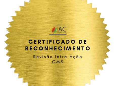Certificado da Revisão Intra Ação (RIA) de Implementação do Plano de Vacinação contra a COVID-19