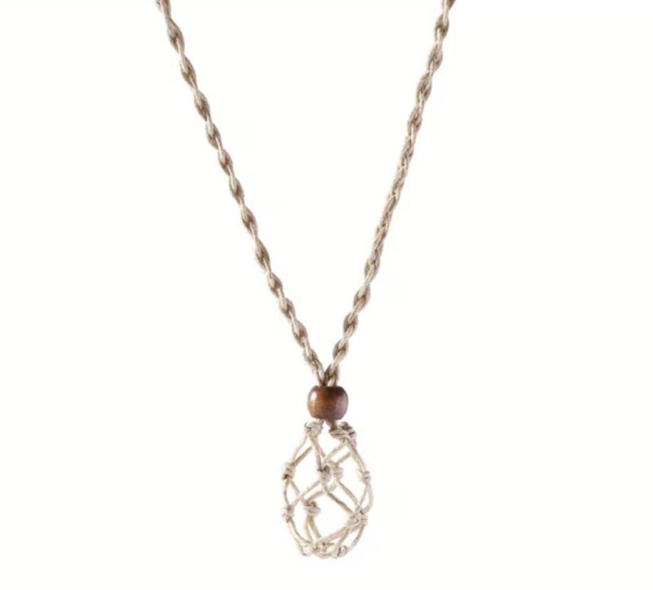 Colar Porta-Cristal Macramé bege