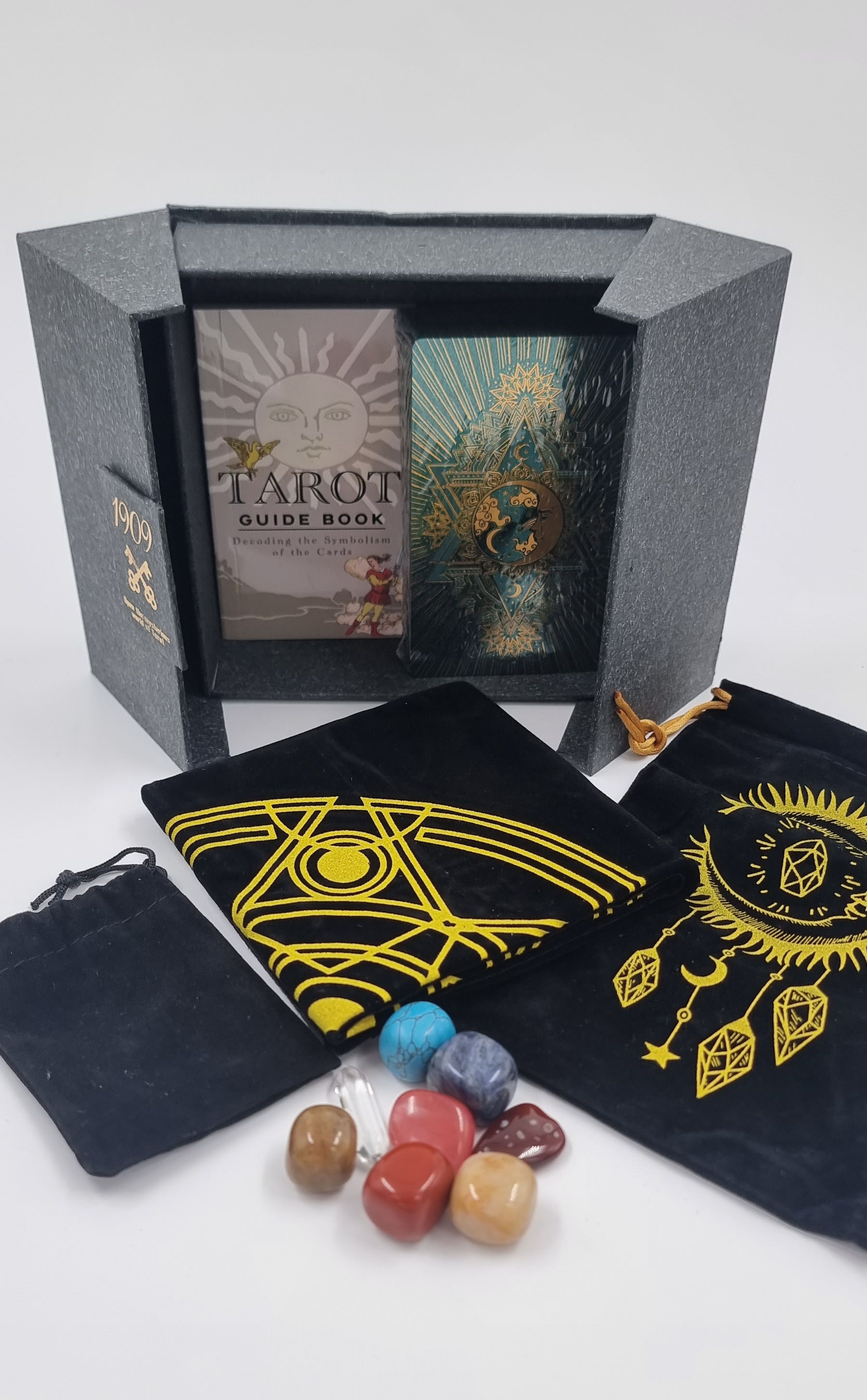 Conjunto Tarot Dourado e Turquesa
