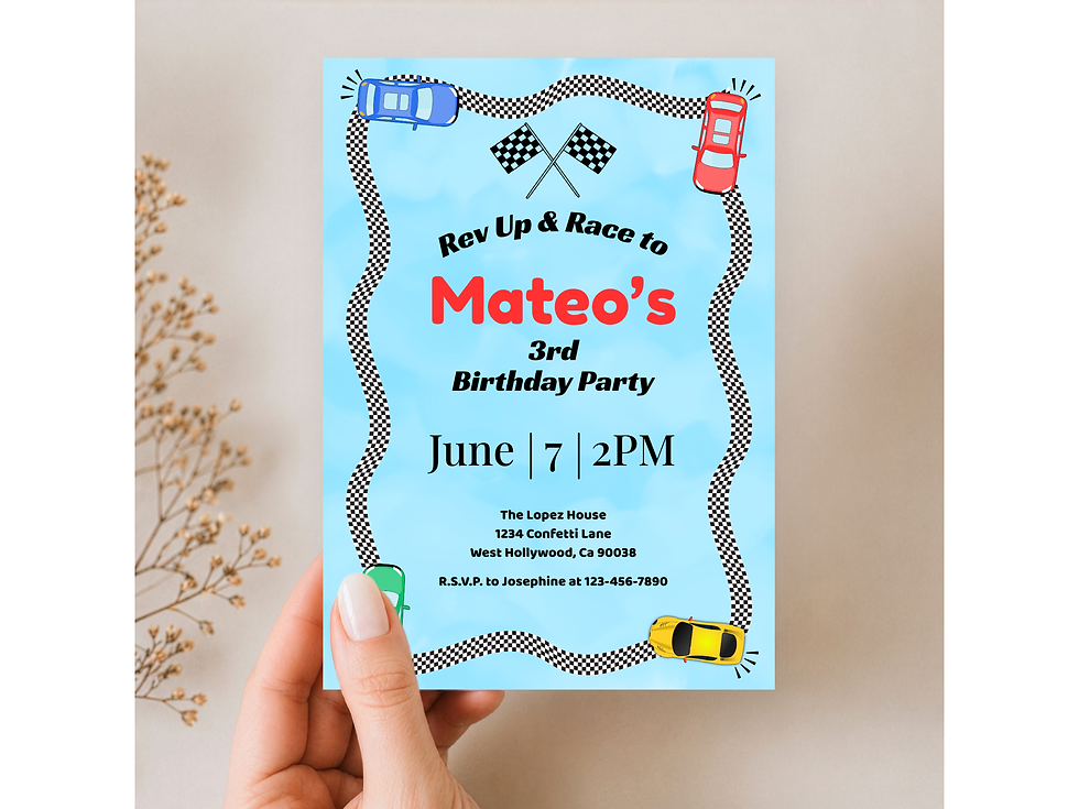 Thumbnail: Pit Stop Party Birthday Invitation, Race Car Party Invite, Editable