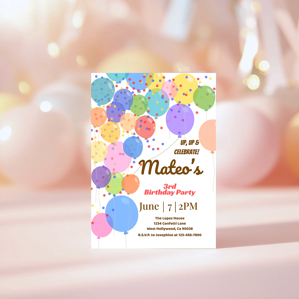 Thumbnail: Birthday Invitation | Colorful Balloon Party Invite Balloon Escape, Editable